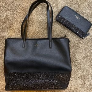 Kate Spade Greta Court Glitter Tote & Wallet
